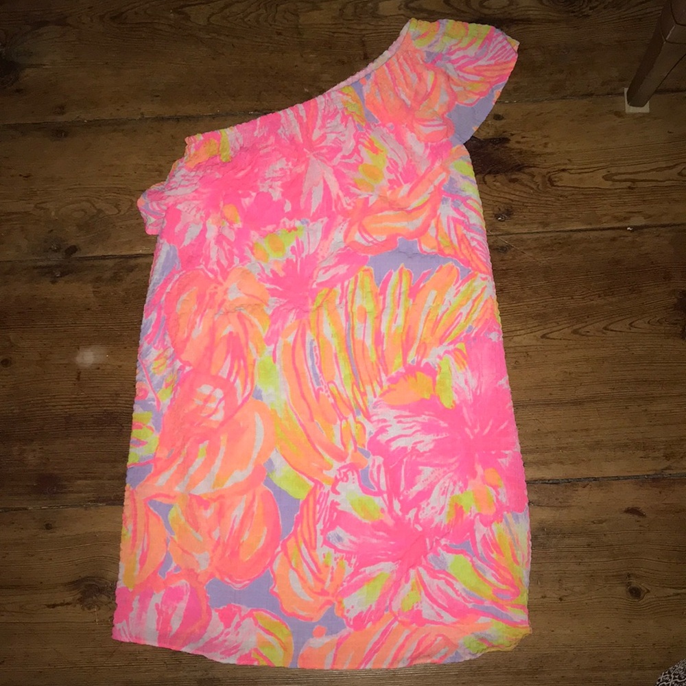 One Shoulder Multi Sun Splashed Lilly Dress - Picture 2 of 4